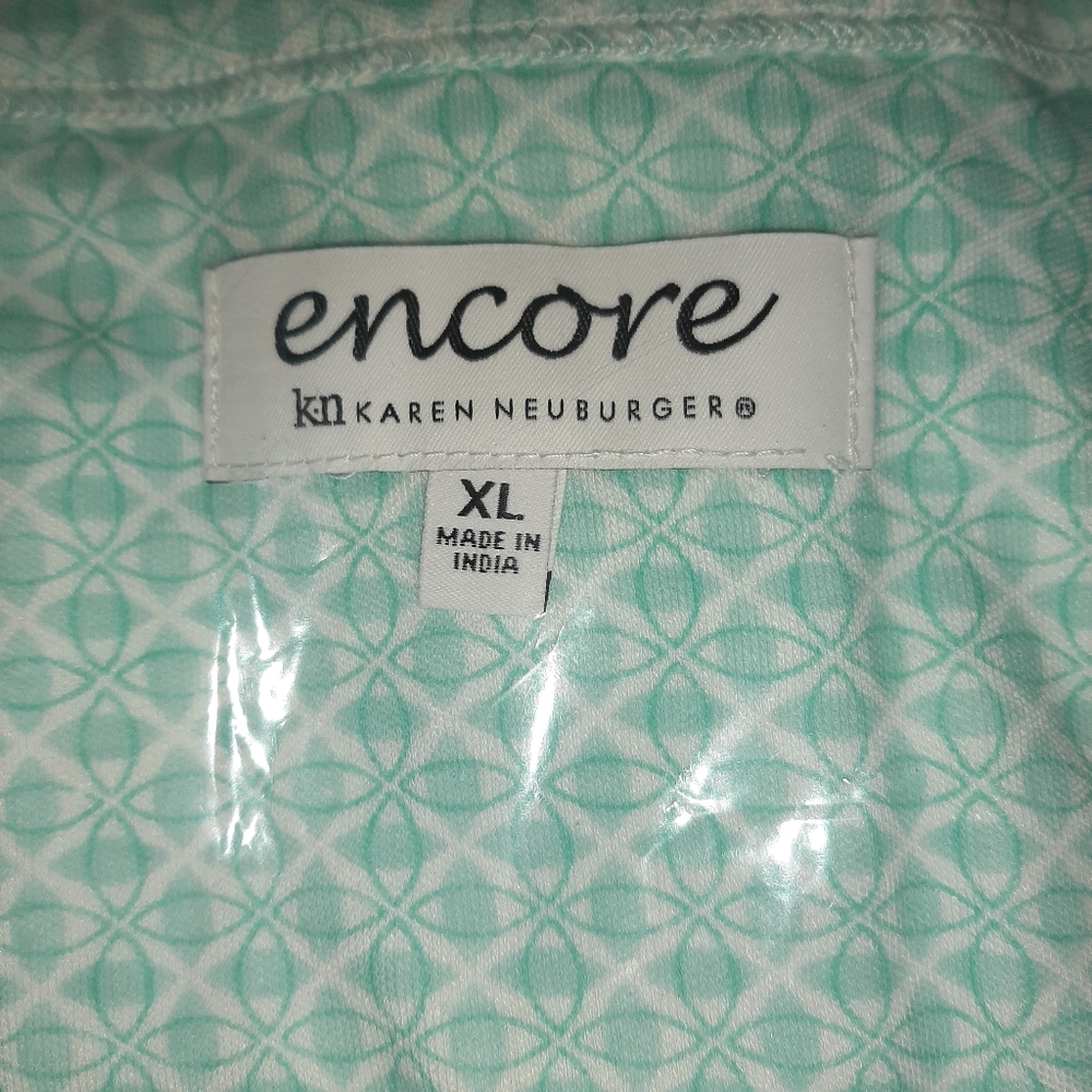 Sold ^ NWT Karen Neuburger Capri SS V neck Pajamas XL Sage/Aqua - Picture 4 of 4